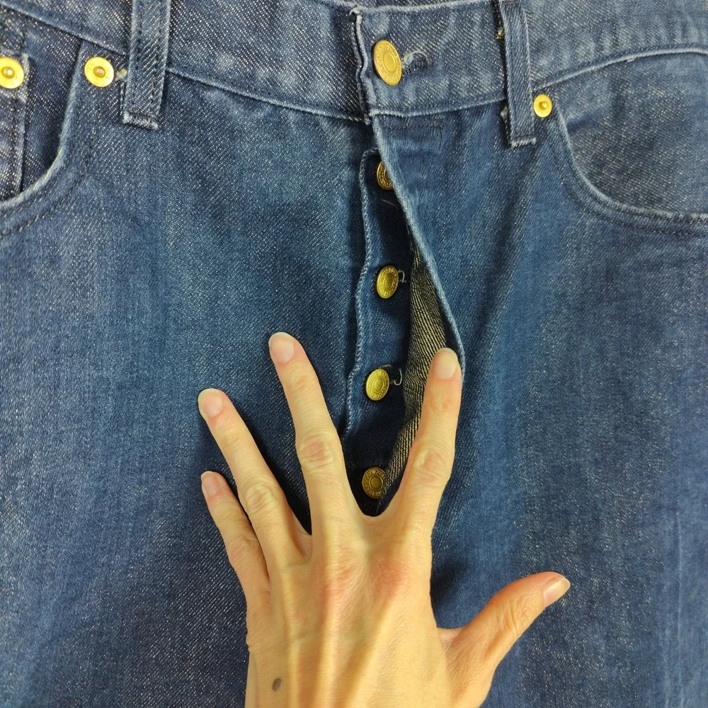 Levi's 501 Gold Weft Crispy Jeans Mens 36x30 Dark Wash Button Fly‎ Metallic